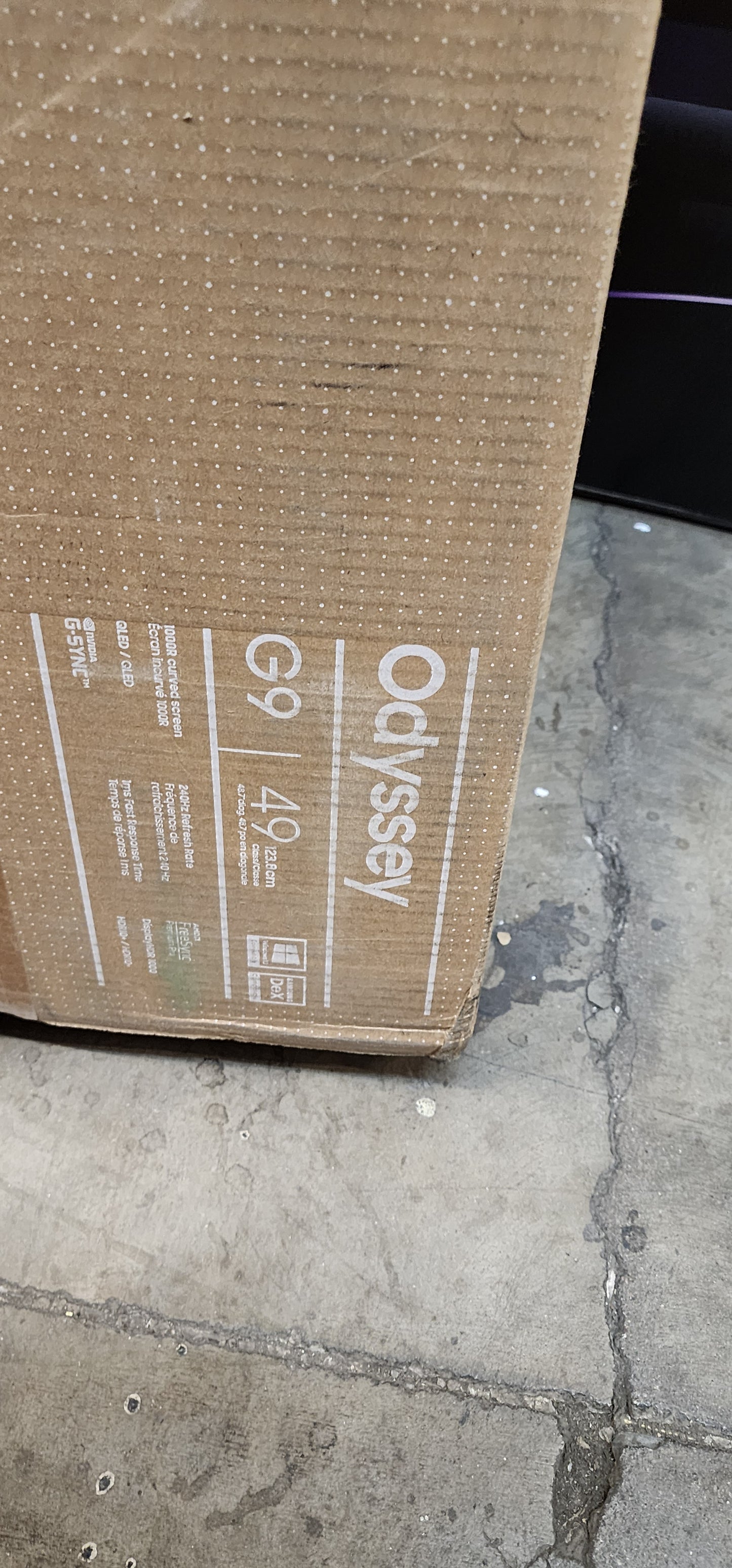 Samsung 49" Odyssey G9 gaming monitor, curved screen.