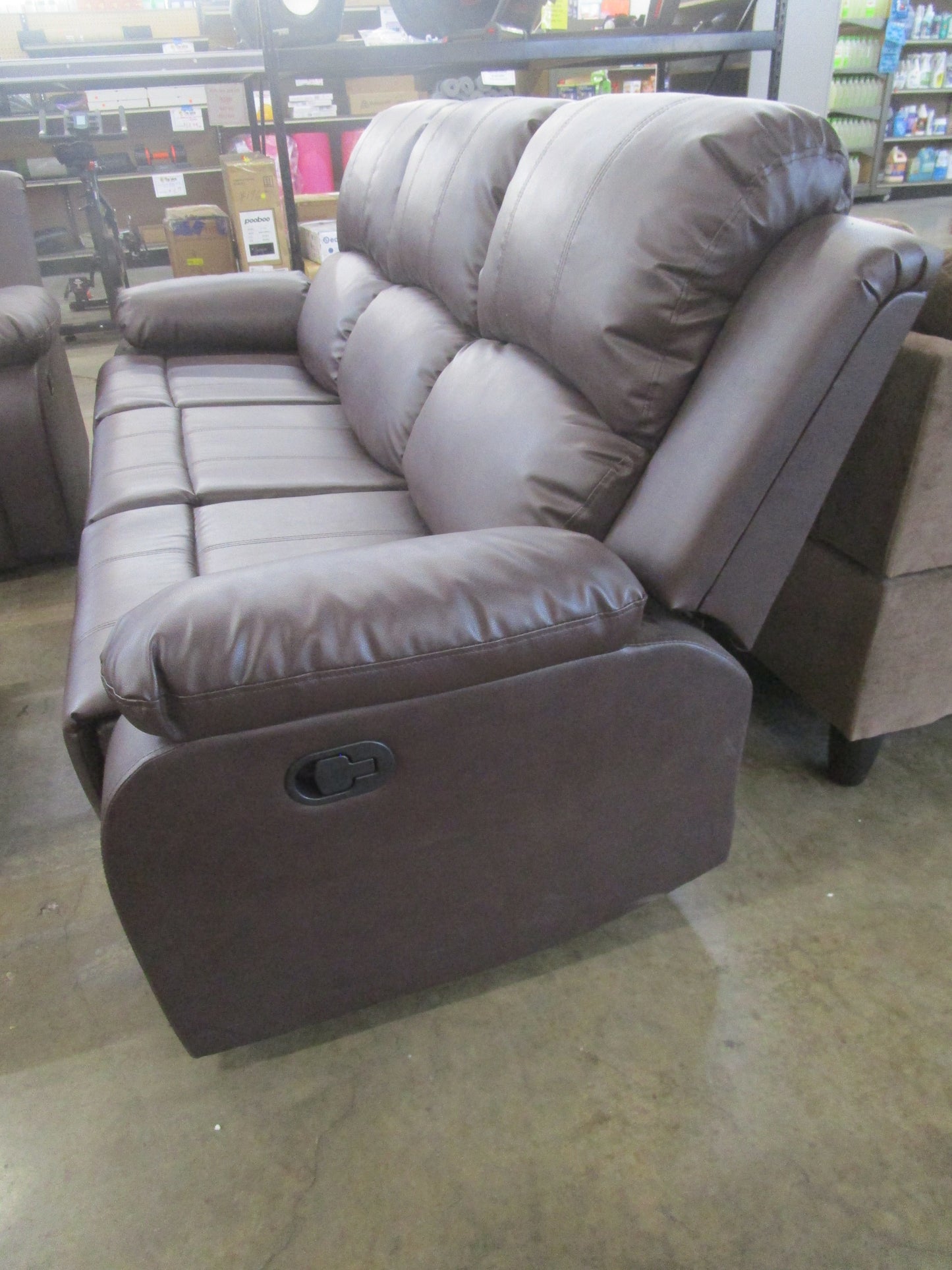 3 pcs faux leather sofa/love/chair, dark brown