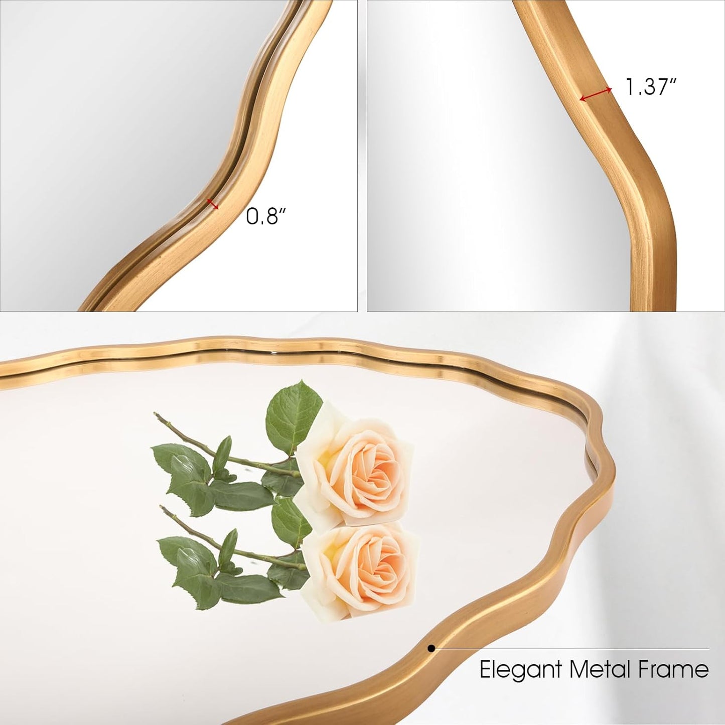 Varsoul 20 * 30 Inch Brushed Gold Oval Ripple Bathroom Mirror Wall