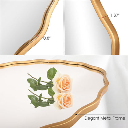 Varsoul 20 * 30 Inch Brushed Gold Oval Ripple Bathroom Mirror Wall