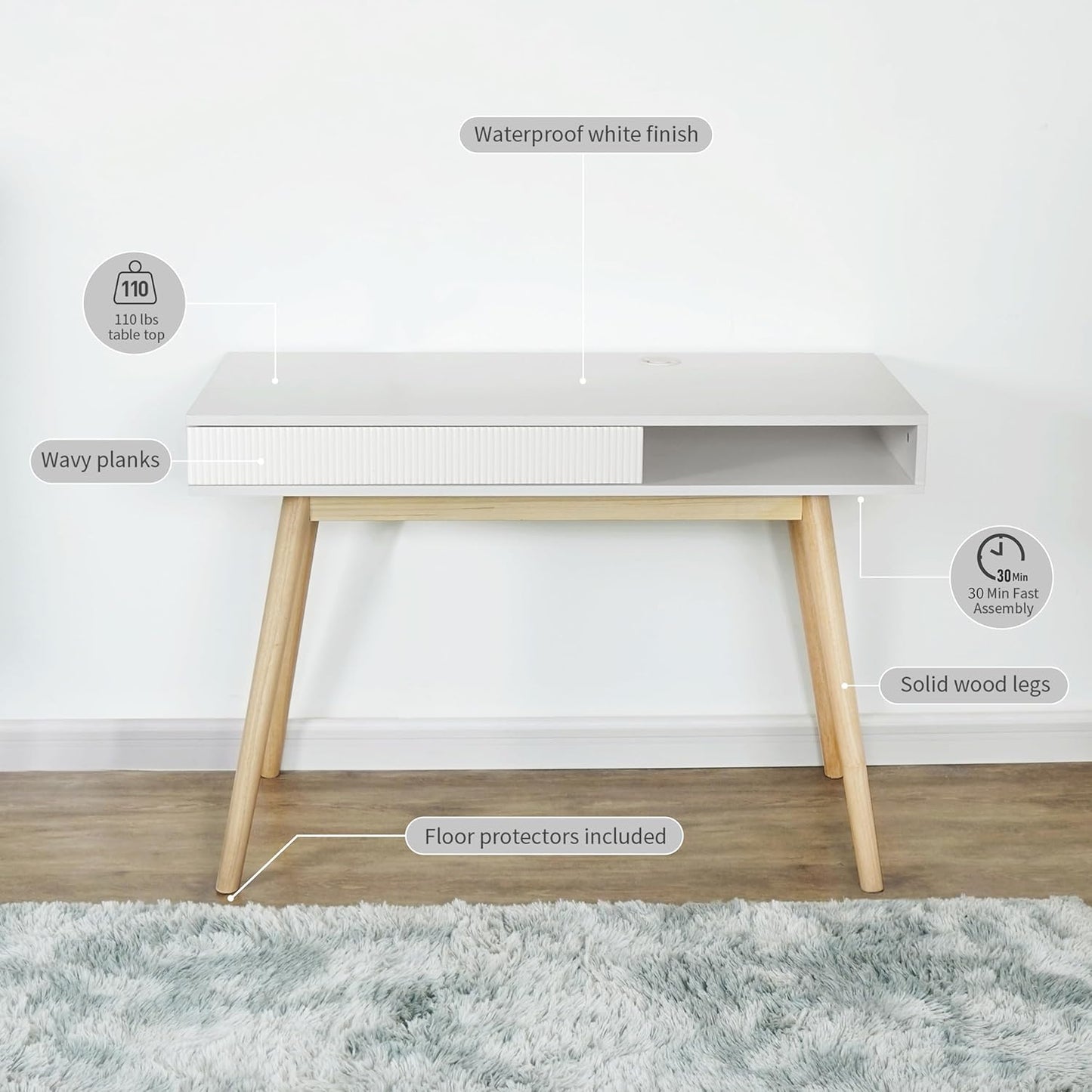 Artswish 42" Wood Modern Office Desk with Drawer