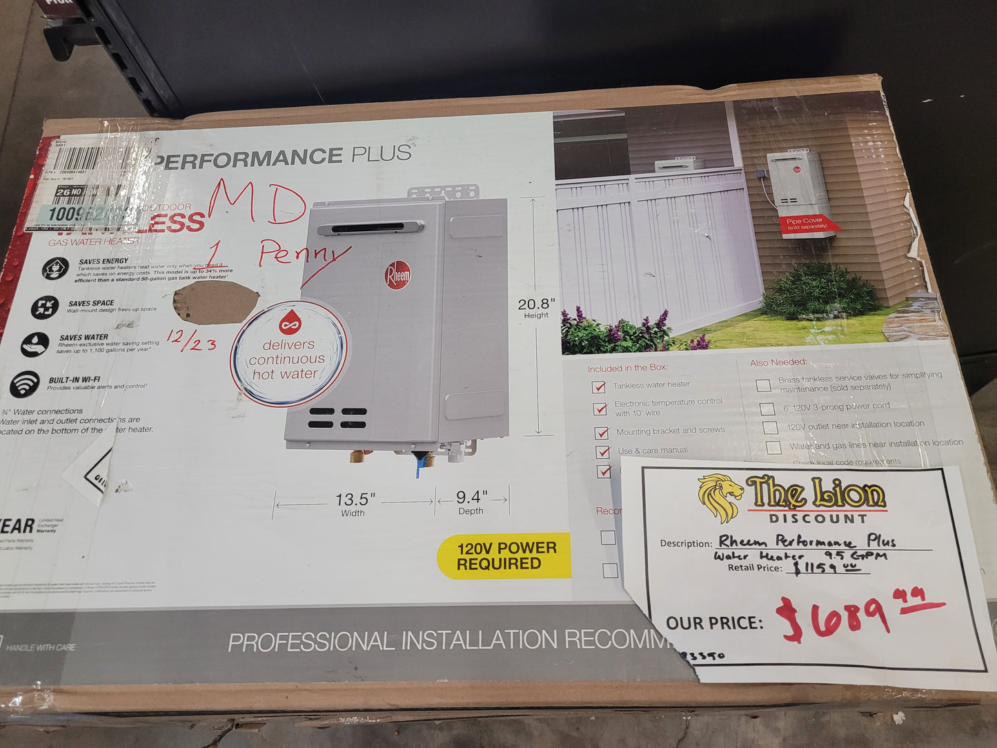 Rheem Performance Plus 9.5 GPM 199,900 BTU Natural Gas Tankless Water Heater
