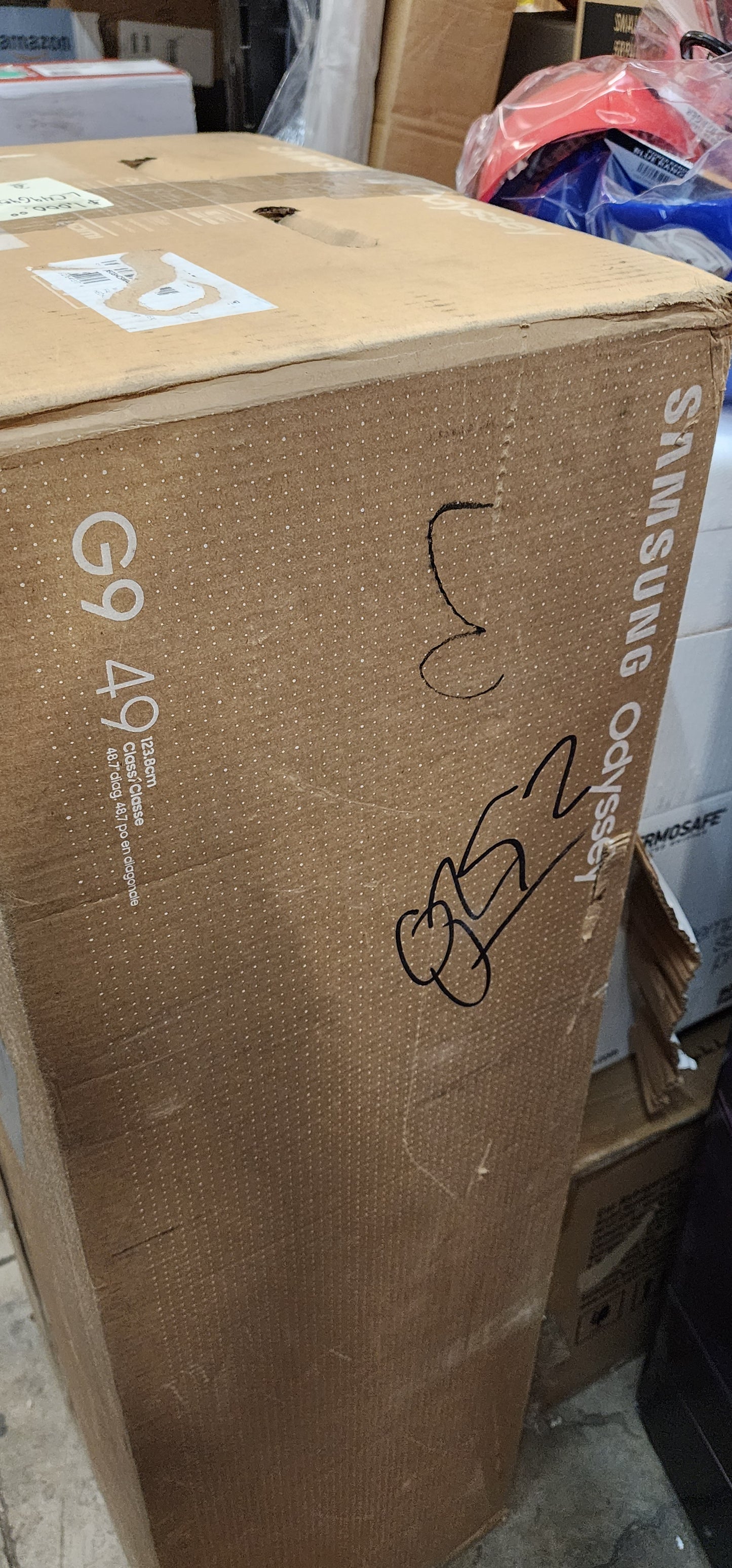 Samsung 49" Odyssey G9 gaming monitor, curved screen.