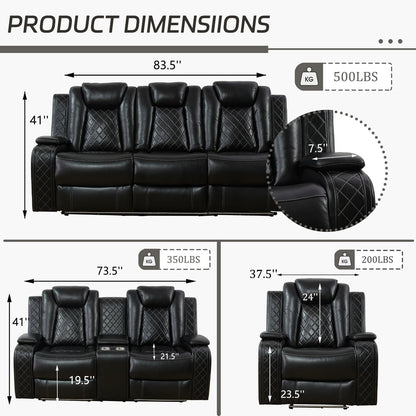 GC Coast  3 Piece Leather Theater Sofa Set CREAM
