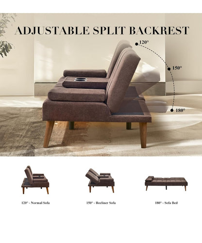 COLAMY Futon Sofa Bed-Fabric Small Couch