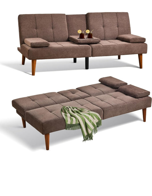 COLAMY Futon Sofa Bed-Fabric Small Couch