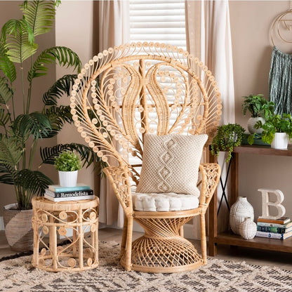 Bali & Pari Fedra Modern Bohemian Natural Rattan Peacock Chair