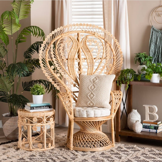 Bali & Pari Fedra Modern Bohemian Natural Rattan Peacock Chair