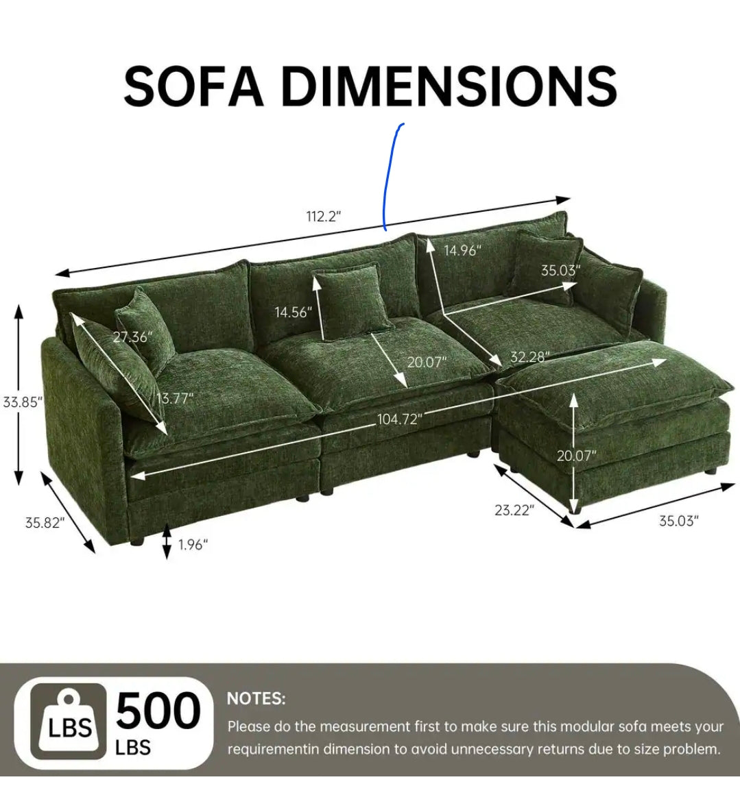 GOJANE Chenille L-shape sectional sofa