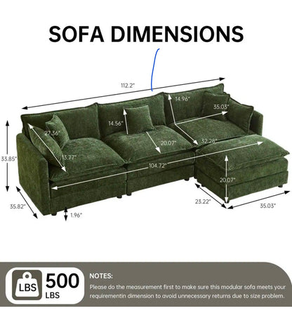 GOJANE Chenille L-shape sectional sofa