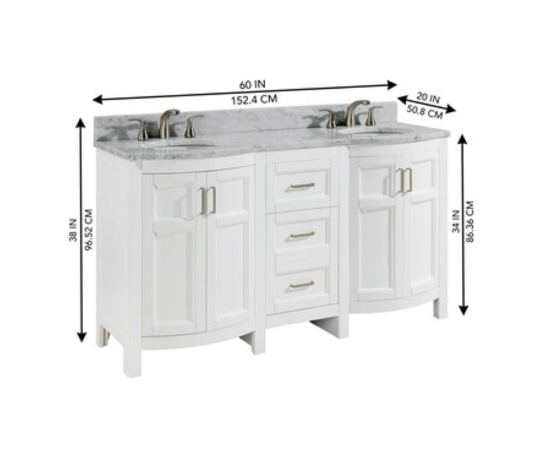 Allen&Roth Moravia 60" White Double Sink