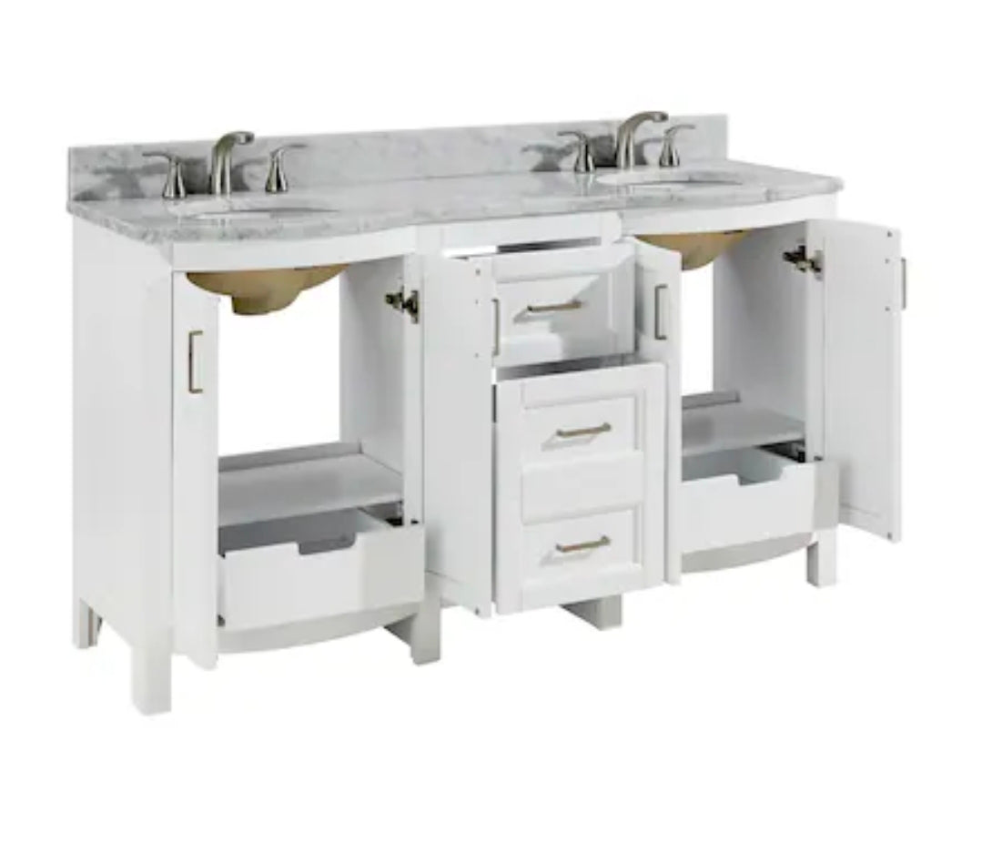Allen&Roth Moravia 60" White Double Sink