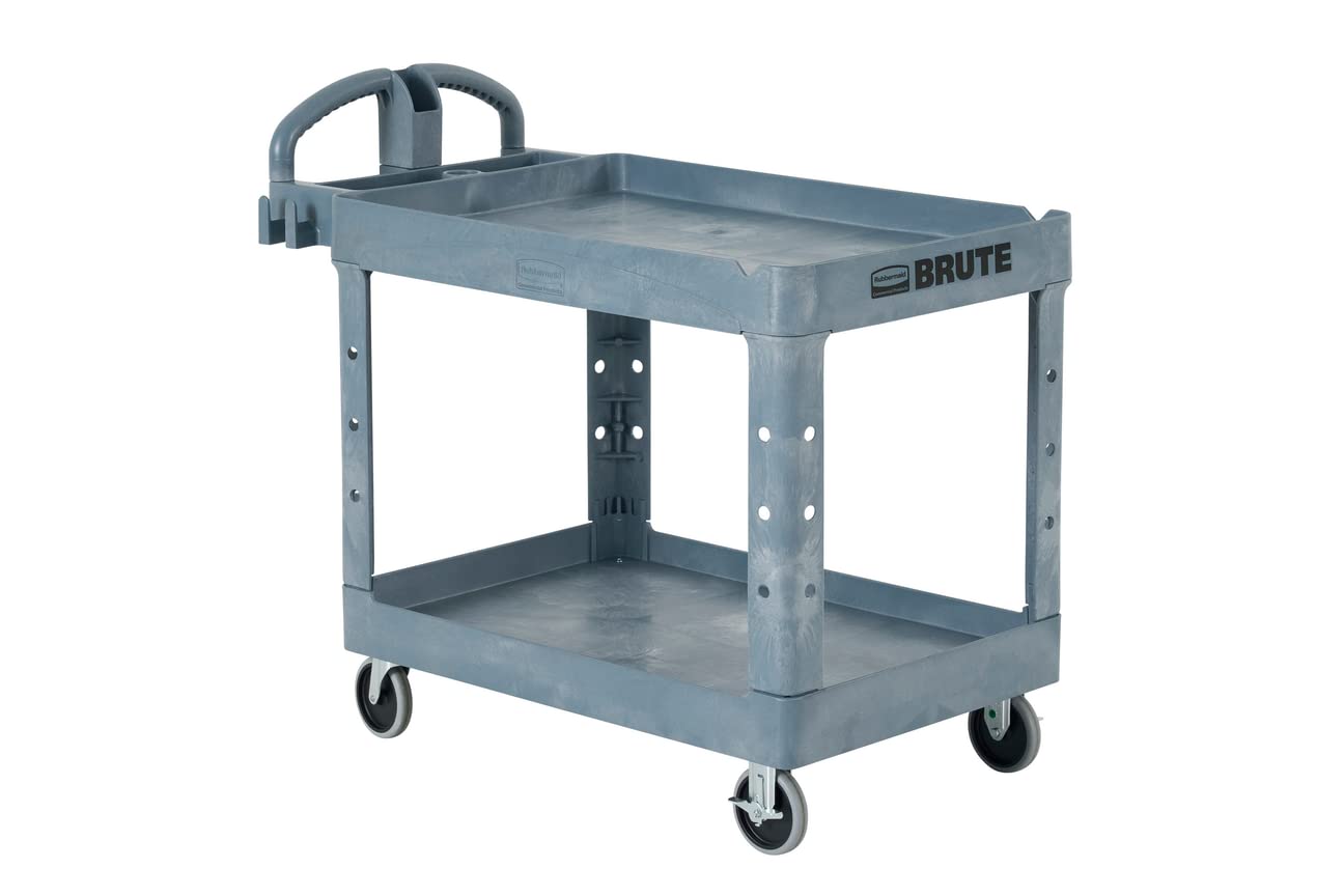 Rubbermaid Commercial Products BRUTE Heavy Duty 2-Shelf Utility/Service Cart
