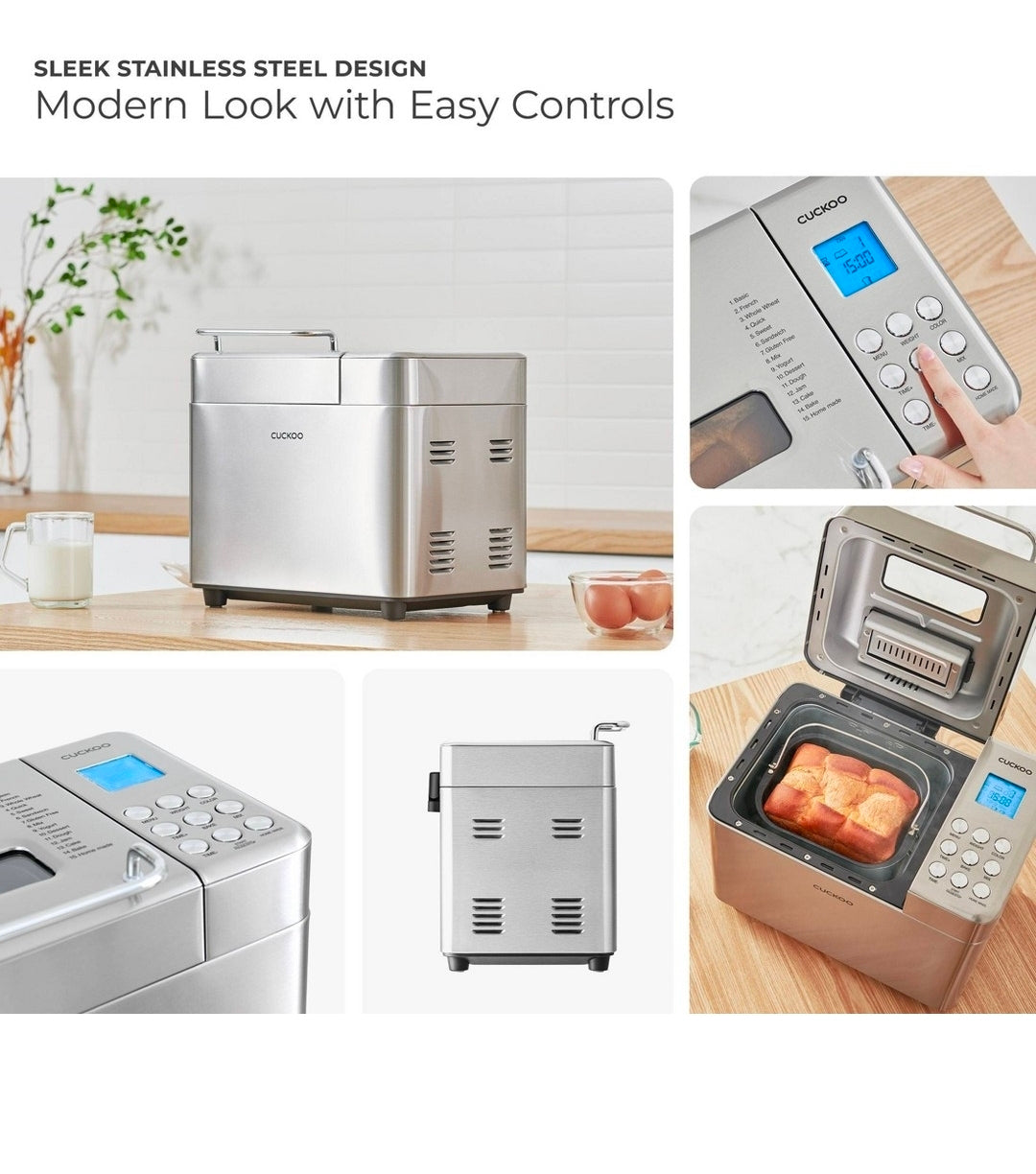 CUCKOO 2lb Multi-Functional Stainless-Steel Bread Maker