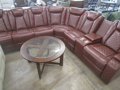 Power recliner sofa sectional sofa with led light for living room. Burgundy