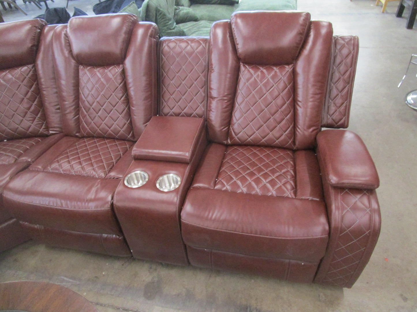 Power recliner sofa sectional sofa with led light for living room. Burgundy
