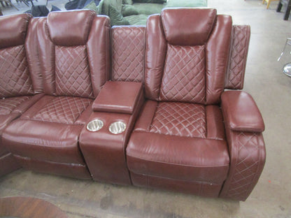Power recliner sofa sectional sofa with led light for living room. Burgundy
