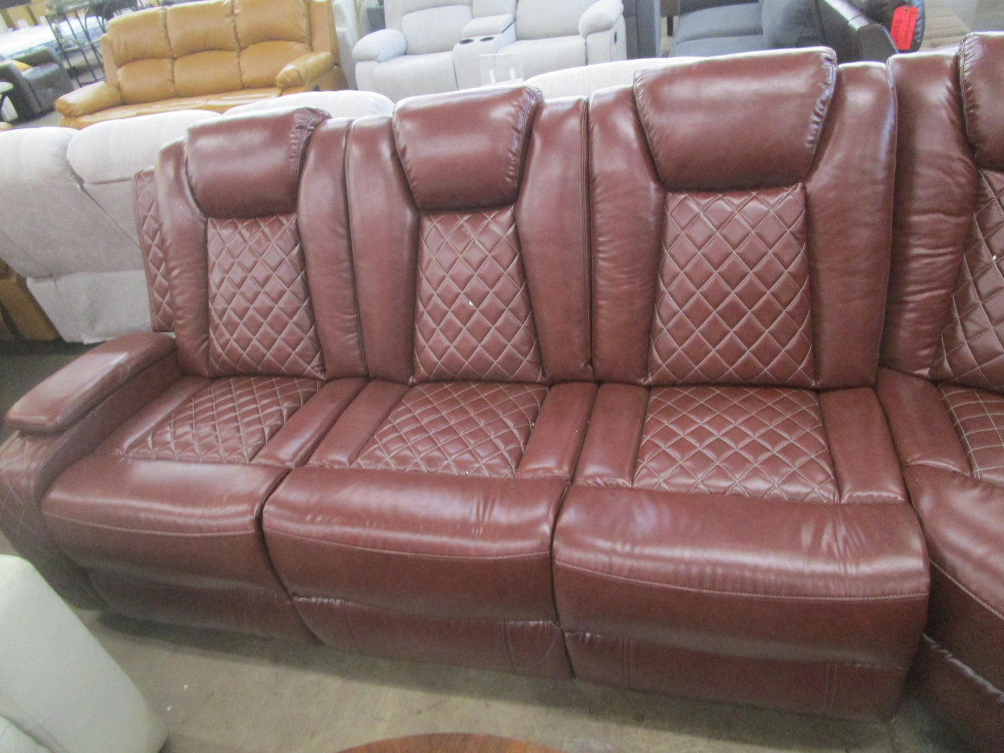 Power recliner sofa sectional sofa with led light for living room. Burgundy
