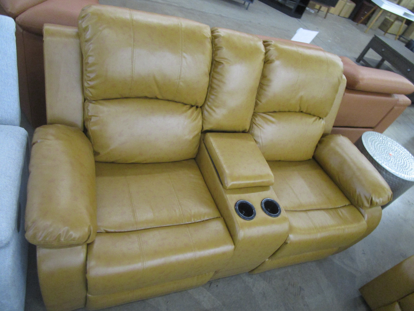 3 pc Recliner sofa set with drop down table.