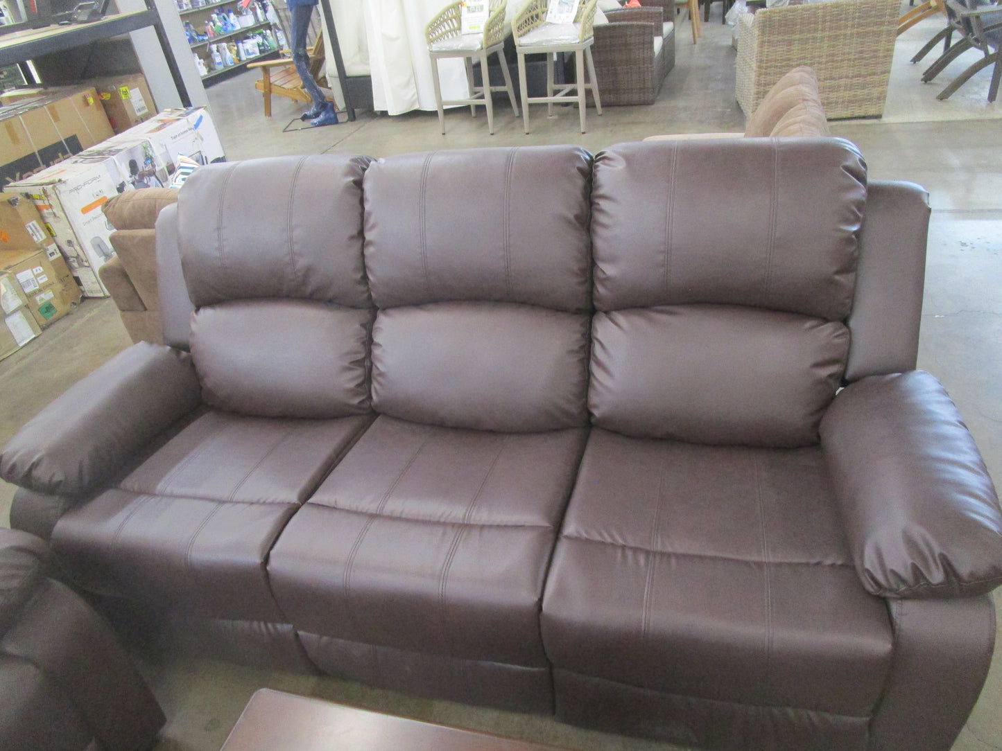 3 pcs faux leather sofa/love/chair, dark brown