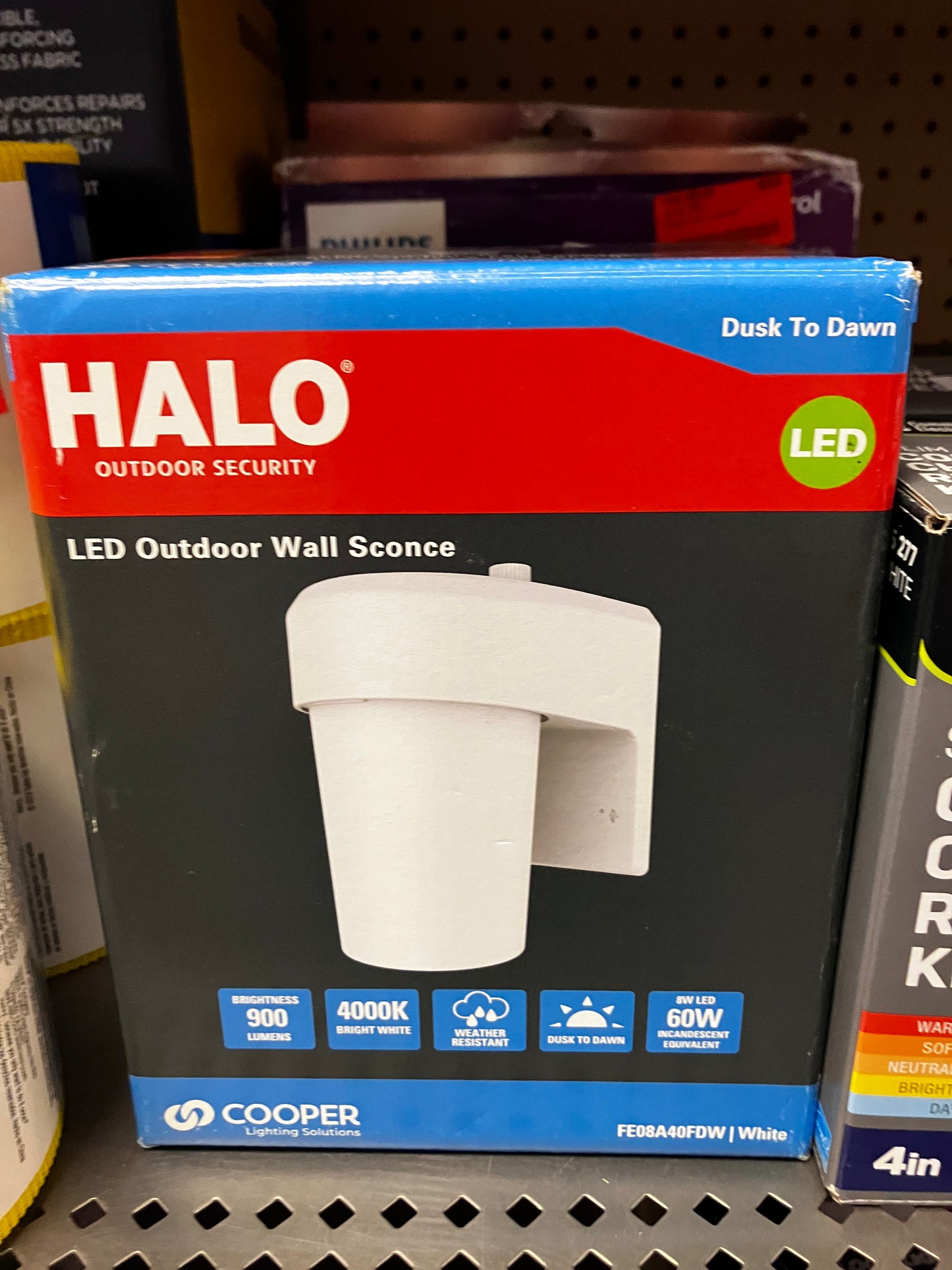 *HALO FE 1-Light LED Outdoor Lantern Sconce with Dusk to Dawn FE12S40FD