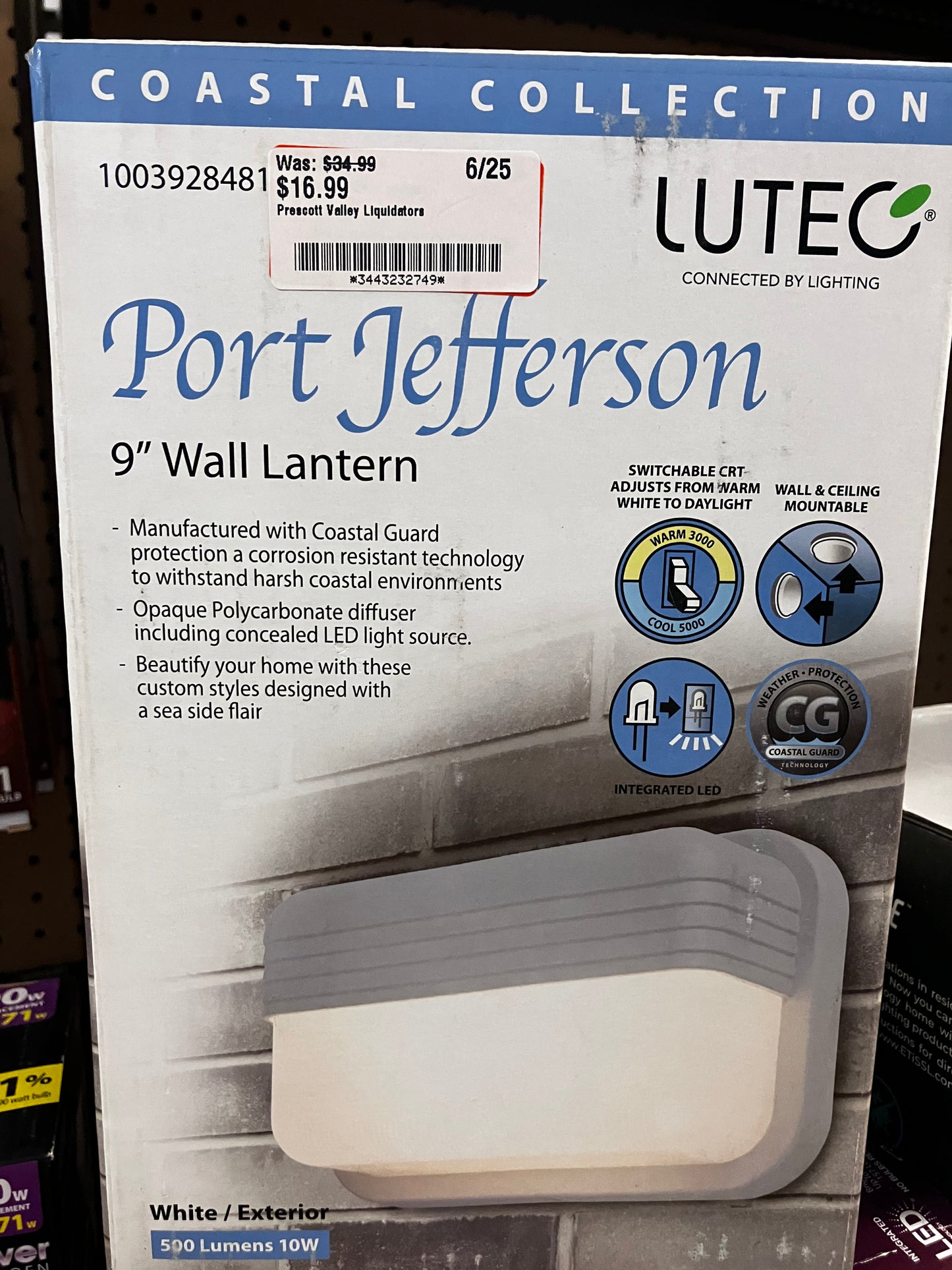 *Coastal Port Jefferson White Outdoor Integrated LED Bulkhead Wall Lantern