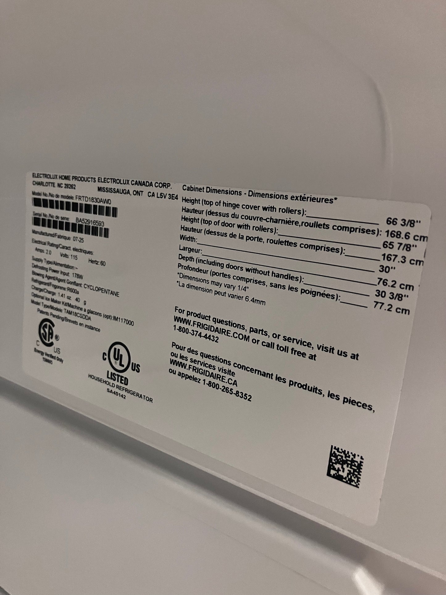 *Frigidaire 18.3 Cu. Ft. Garage Ready Top Freezer Refrigerator in White