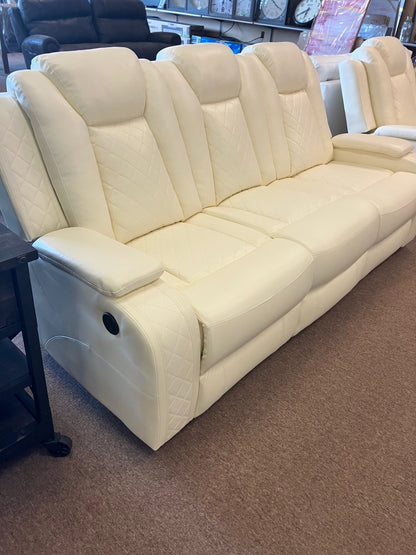 GC Coast  3 Piece Leather Theater Sofa Set CREAM