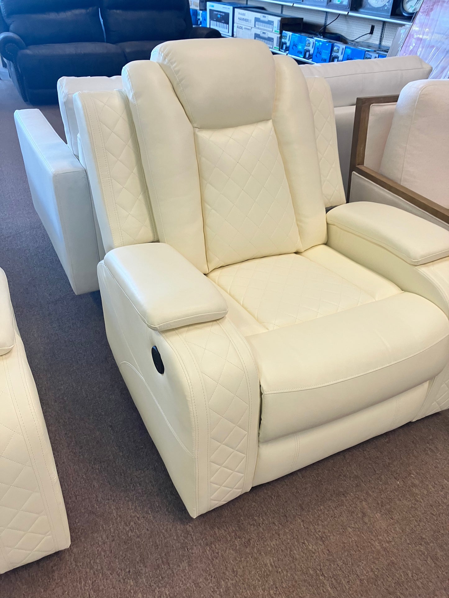 GC Coast  3 Piece Leather Theater Sofa Set CREAM