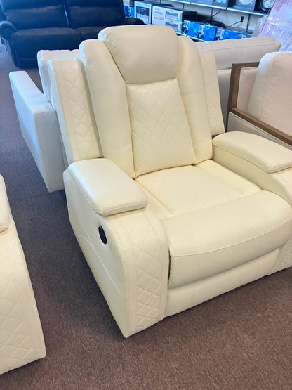 GC Coast  3 Piece Leather Theater Sofa Set CREAM