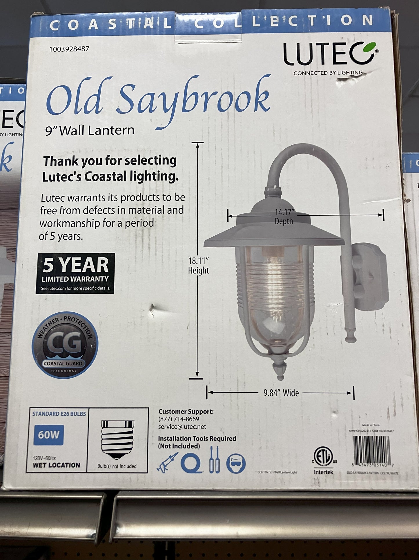 *Coastal Old Saybrook 1-Light White Outdoor Wall Lantern Sconce