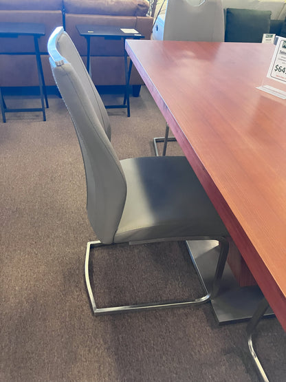 Modrest Pauline- Modern Walnut and Stainless Steel Dining Table & 4 Chairs