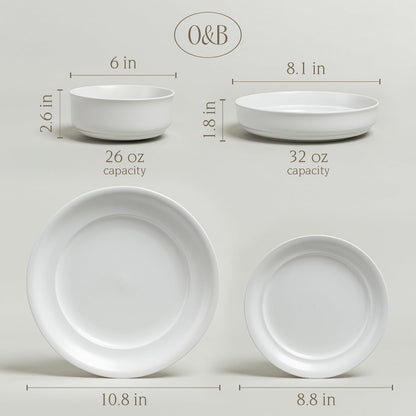 *OVER & BACK PORCELAIN DINNERWARE 12 PIECES