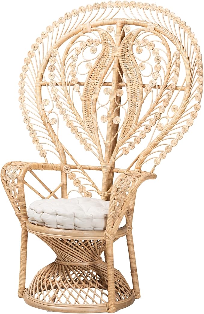 *bali & pari Fedra Modern Bohemian Natural Rattan Peacock Chair
