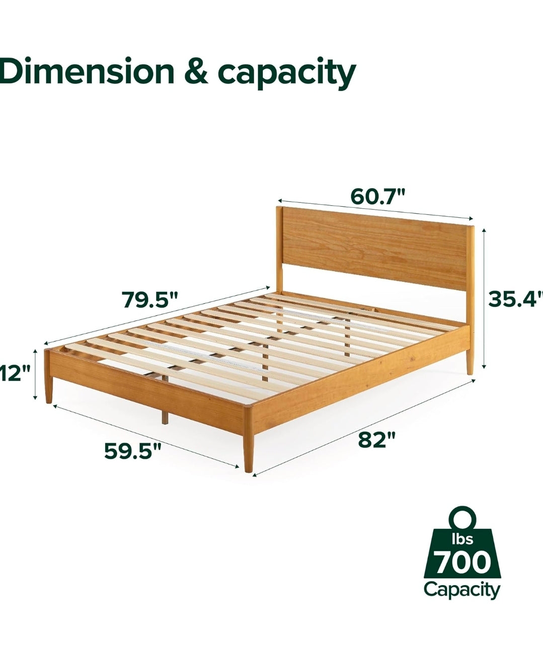 ZINUS Allen Mid Century Wood Platform Bed Frame Queen
