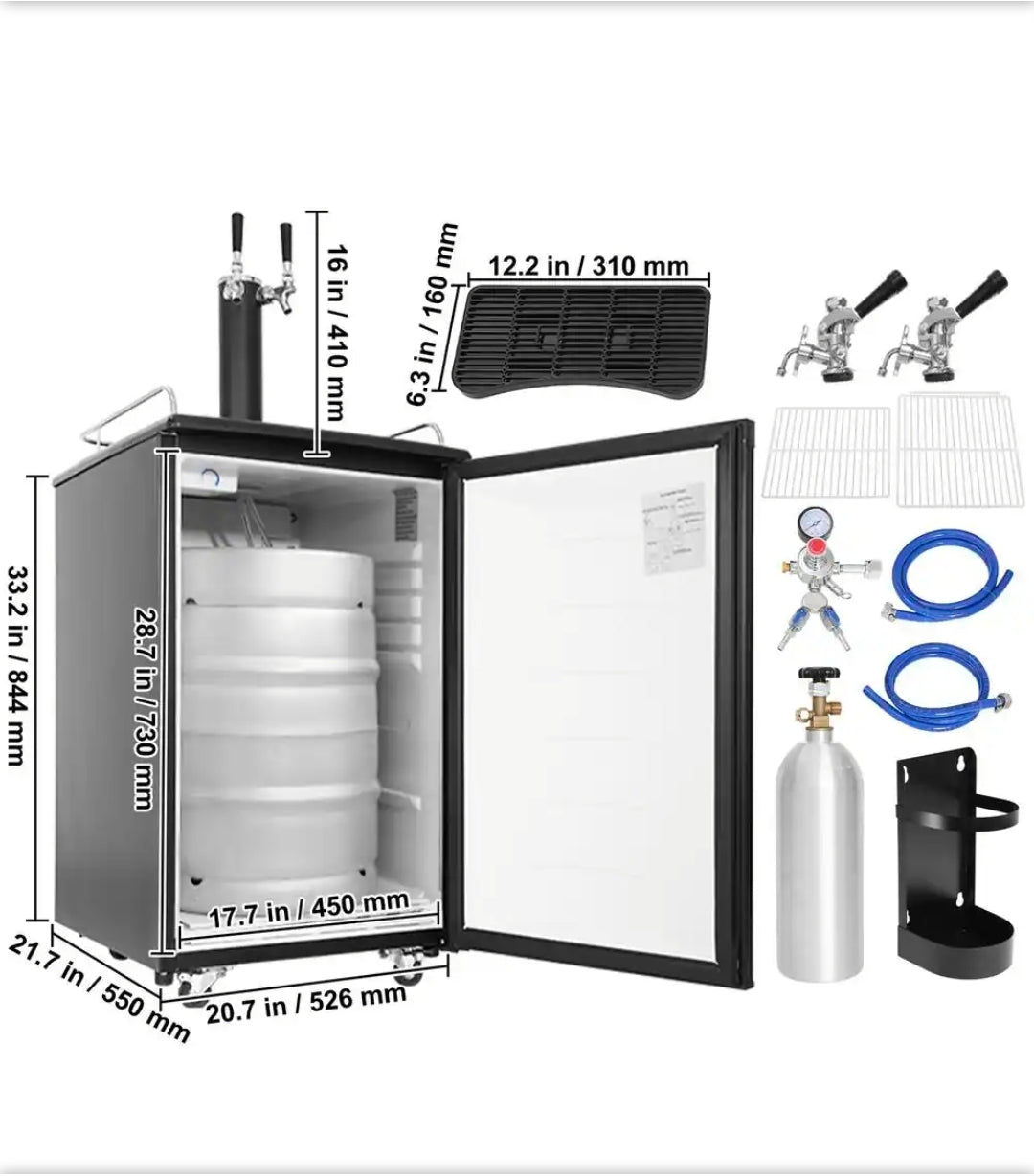 Beer Kegerator, Dual Tap Draft Beer Dispenser