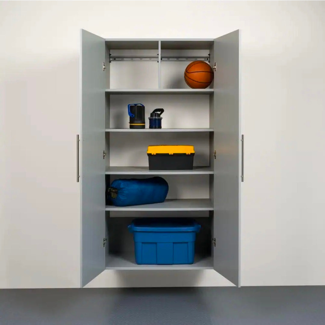 Prepac HangUps Collection Manufactured Wood 4-Shelf Wall Mounted Garage Cabinet