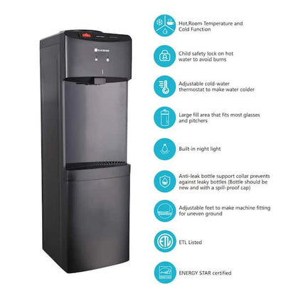 Matte Black Top Load Water Dispenser