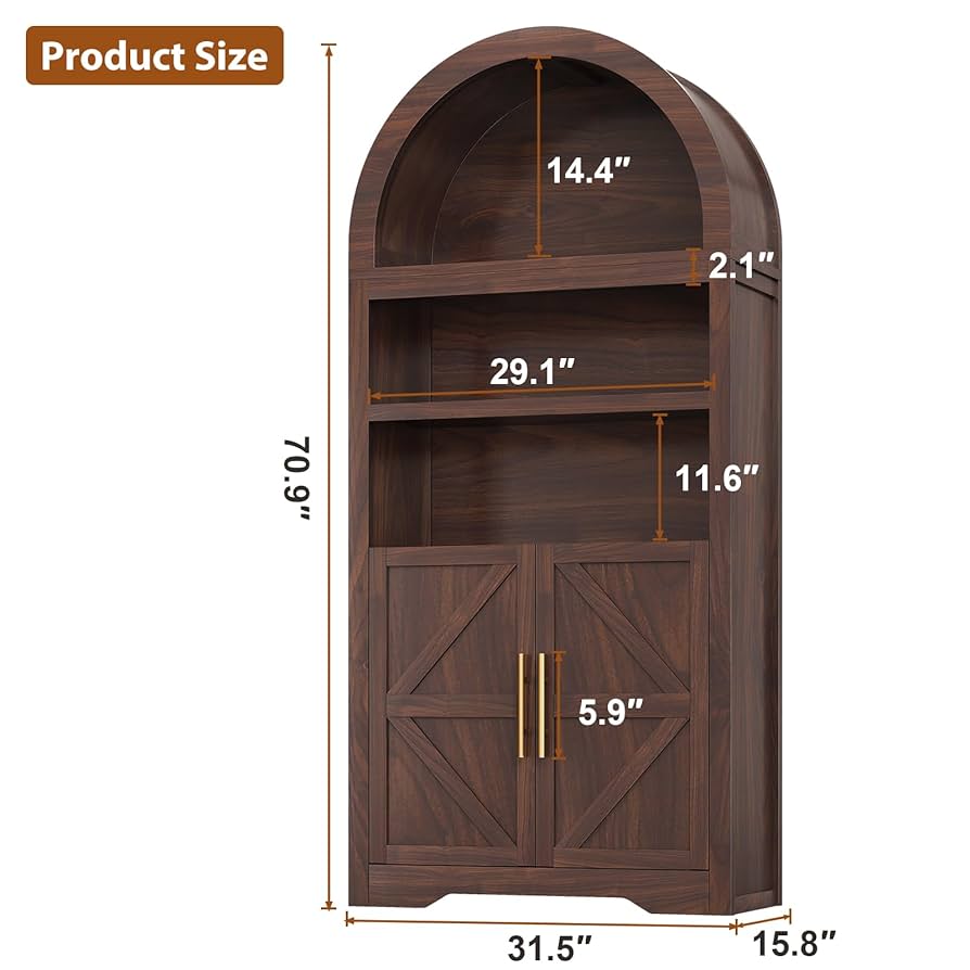 *Arched Bookshelf / Storage Cabinet 71“Tall