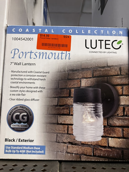 *Coastal Portsmouth 1-Light Black Outdoor Wall Mount Lantern