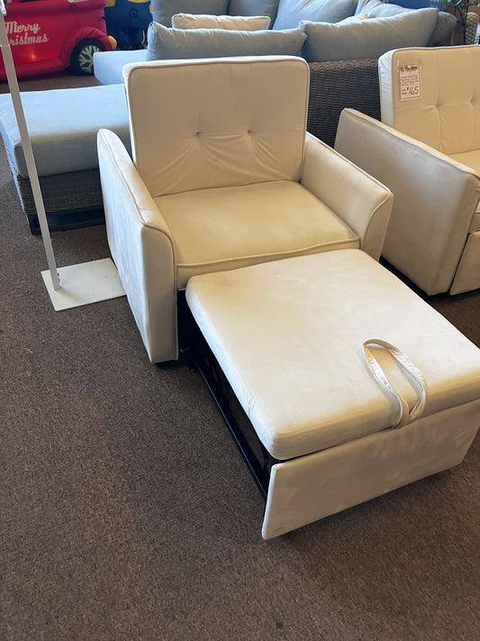 *3-in-1 Adjustable Chair, Lounger & Bed in White Velvet