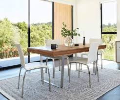 Modrest Pauline- Modern Walnut and Stainless Steel Dining Table & 4 Chairs