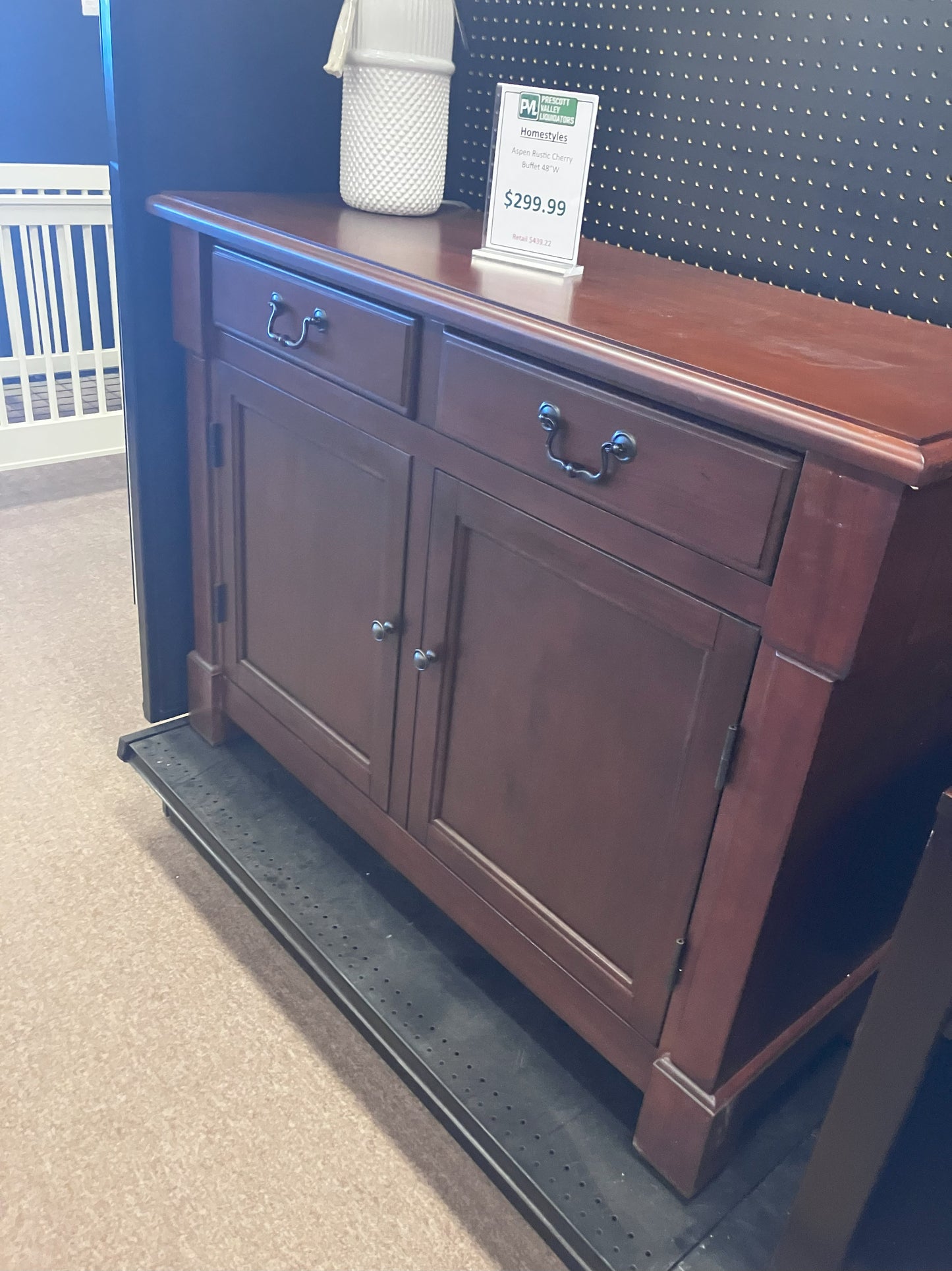 Pemberly Row Contemporary Wood Buffet in Rustic Cherry