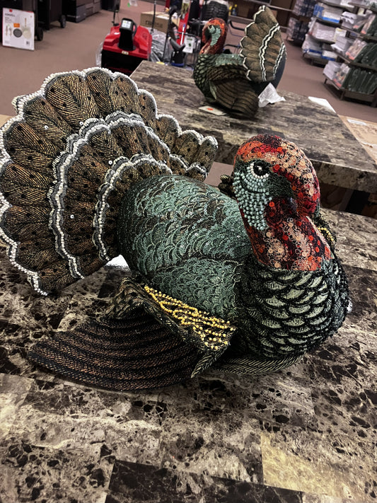 *John Derian x Target 2024 Turkey Pillow 16"x15" Plush Beaded Thanksgiving Decor