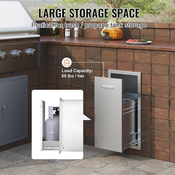 VEVOR Lower Sliding Rails Stainless Steel Outdoor Kitchen Trash Drawer with Handle