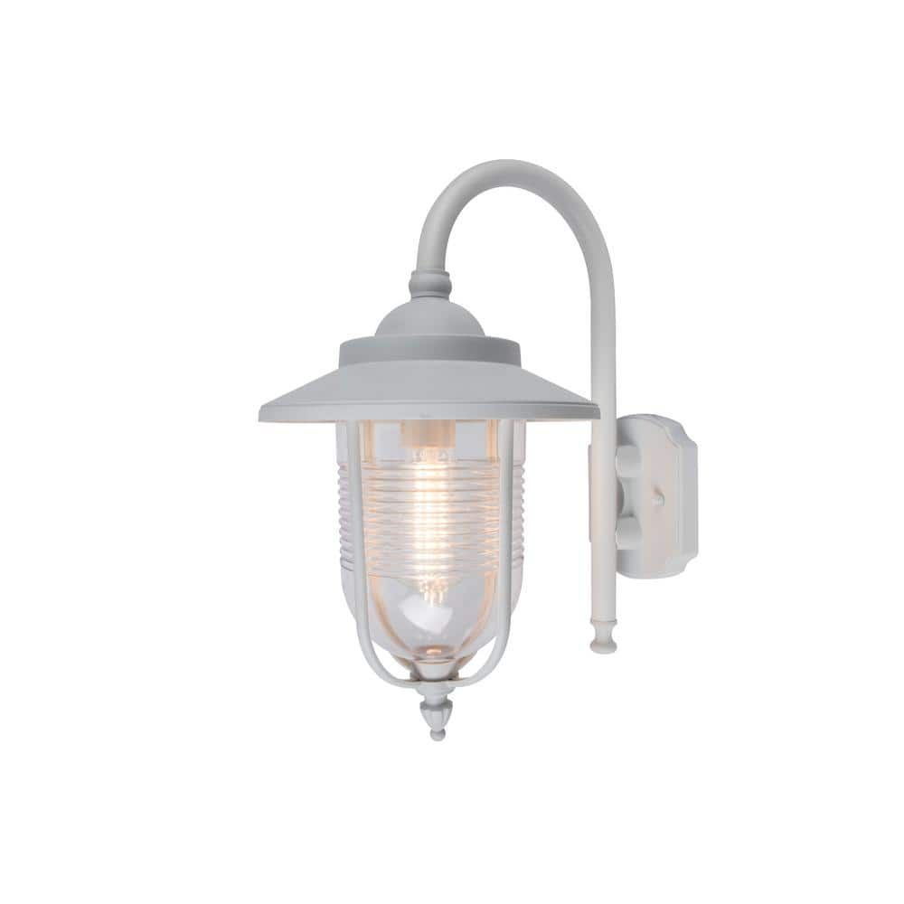*Coastal Old Saybrook 1-Light White Outdoor Wall Lantern Sconce